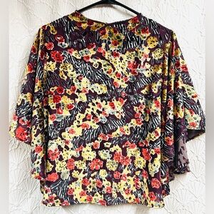 Topshop Multicolor Floral Blouse with Kimono Sleeves